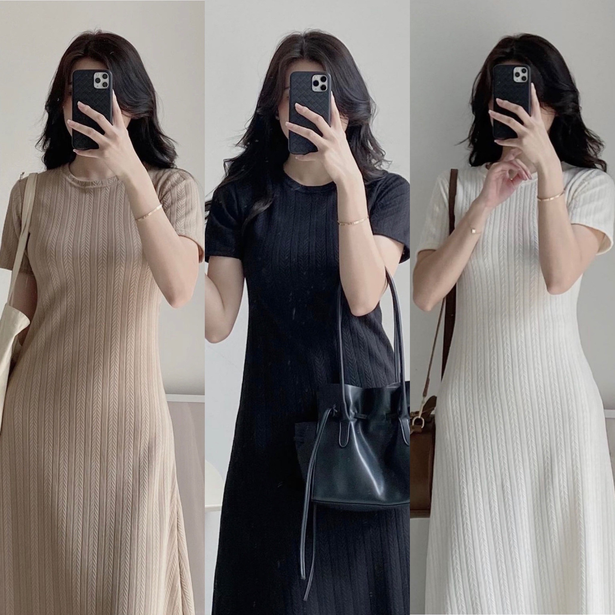 Đầm body thun kẻ sọc ngang dáng dài qua gối, váy maxi cổ bẻ co giản tốt,  đầm polo ôm cổ V vải đẹp | Shopee Việt Nam